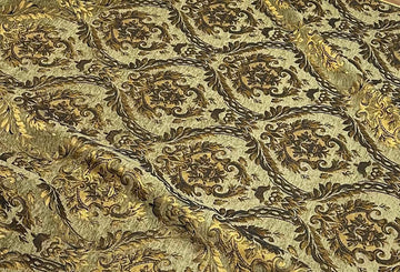 Luxury Chenille Upholstery Fabric by The Yard, Gold Olive Damask Pattern, Heavyweight Soft Durable Fabric for Sofa