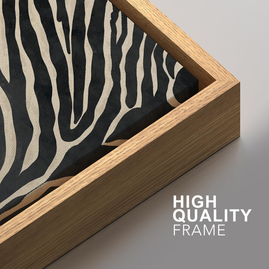 Framed Canvas Print Wall Art Set Abstract Black and Ivory Zebra Pattern Modern Abstract Illustration Modern Art