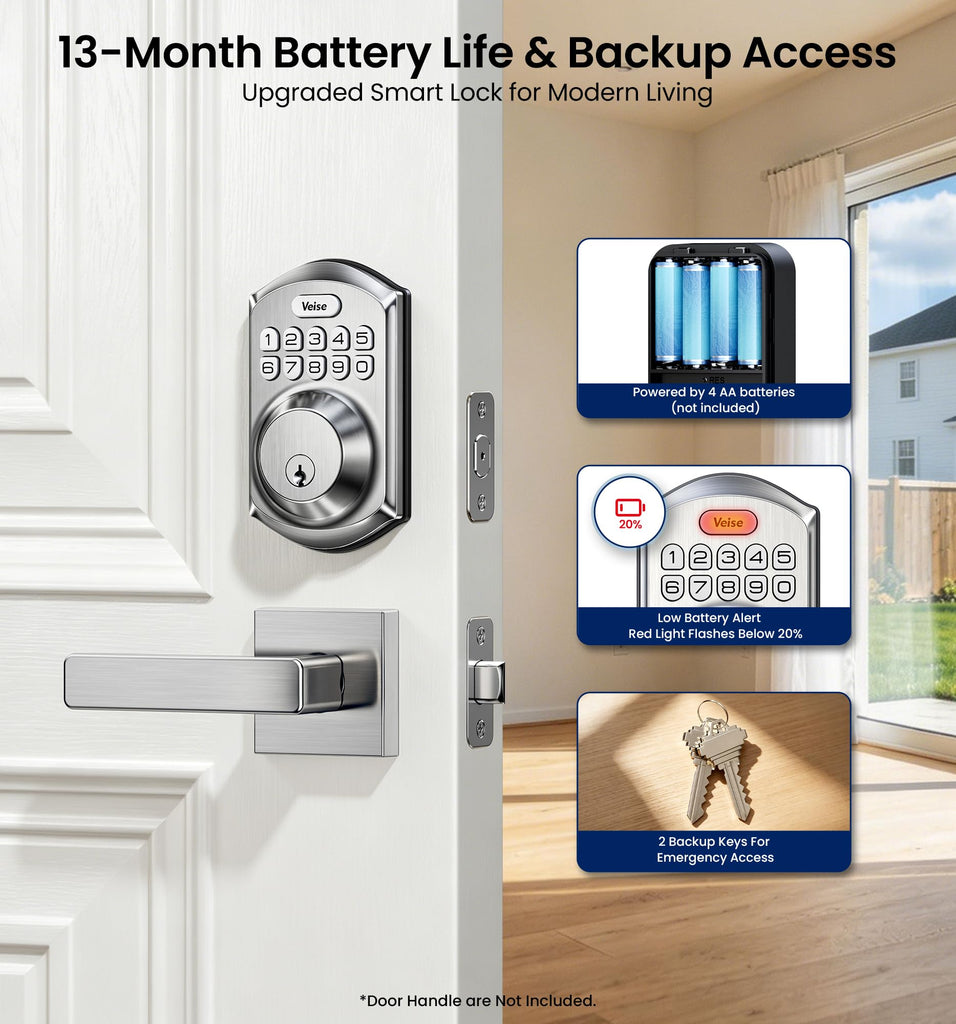 Keyless Entry Deadbolt, Electronic Keypad Lock, Satin Nickel