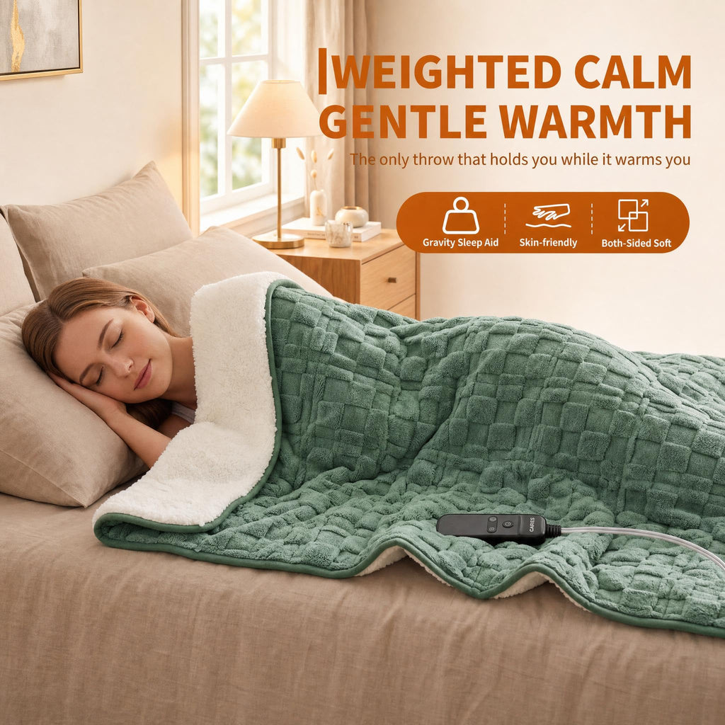 Heated Weighted Blanket for Adults, 15 lbs Weighted Beads, 50"×60"