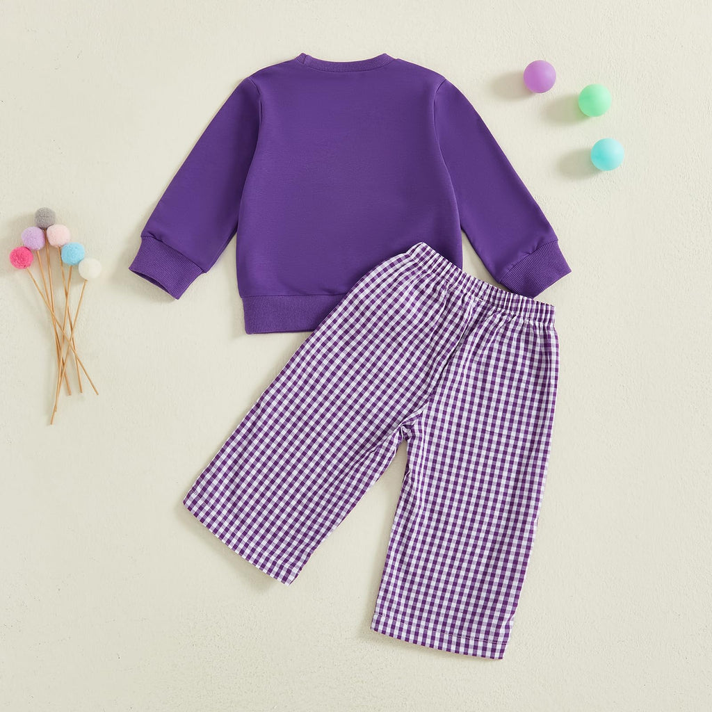 Toddler Baby Boy Carnival Outfit Mardi Gras Crewneck Sweatshirt Long Sleeve Shirt Pants Cute Spring Clothes