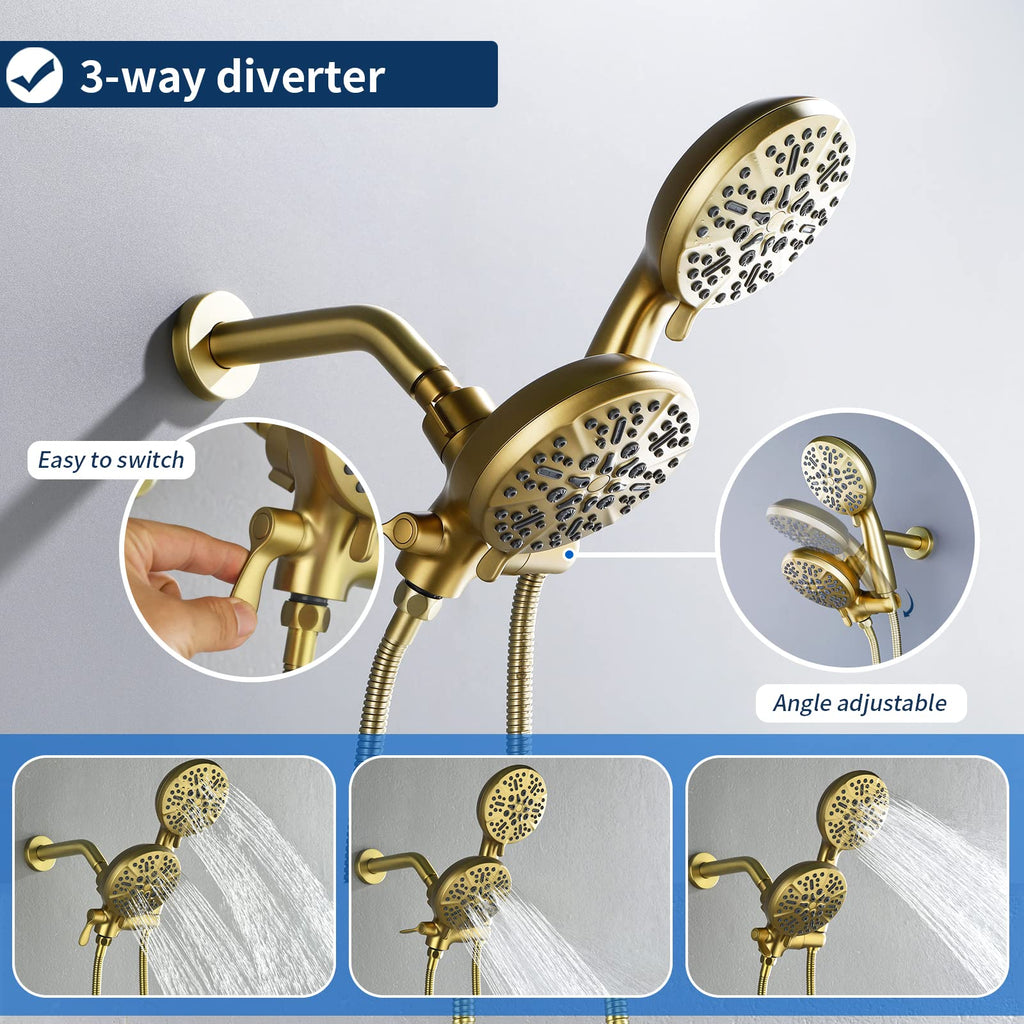 3 Handle Shower Faucet Set with Tub Spout Bathtub Shower Faucet Combo Set Shower System Complete Tub and Shower Trim