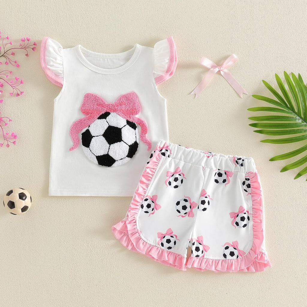 Toddler Baby Girl Summer Clothes Outfit Fly Sleeve Tank Top Sleeveless Shirt Ruffle Plaid Shorts Set Girls Clothing
