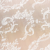 Cream Beige French Lace Ruffle Tablecloth 60 x 102 Inch with Ruffled Edge, Fits Round and Rectangula