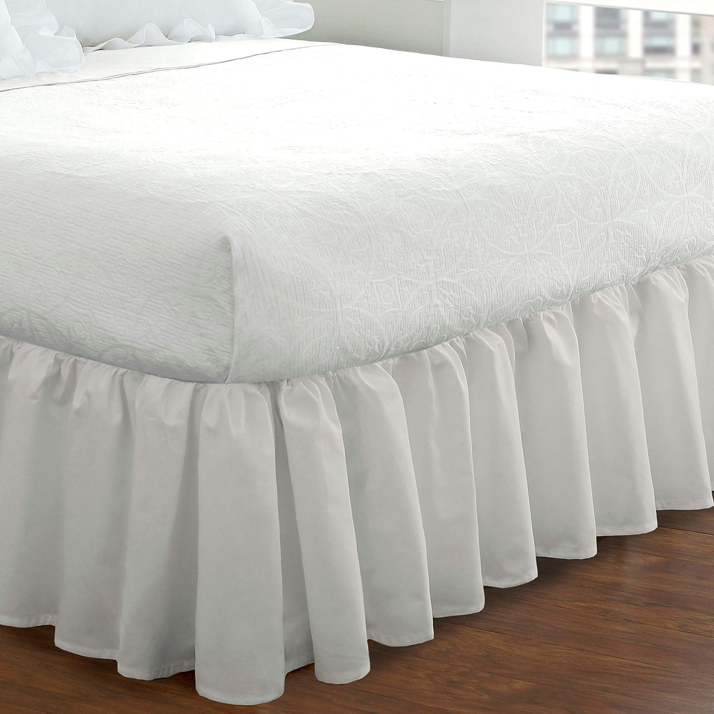 Bedding Ruffled Bedskirt, Classic 18" Drop Length, Gathered Styling, Twin, White (FRE30118WHIT01)