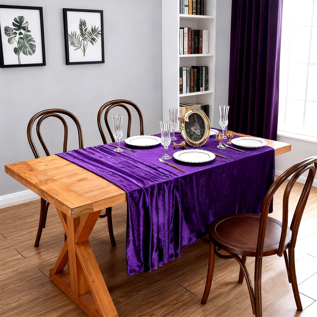 Purple Velvet Tablecloth 60"x102" Luxurious Solid Rectangle Table Cloth