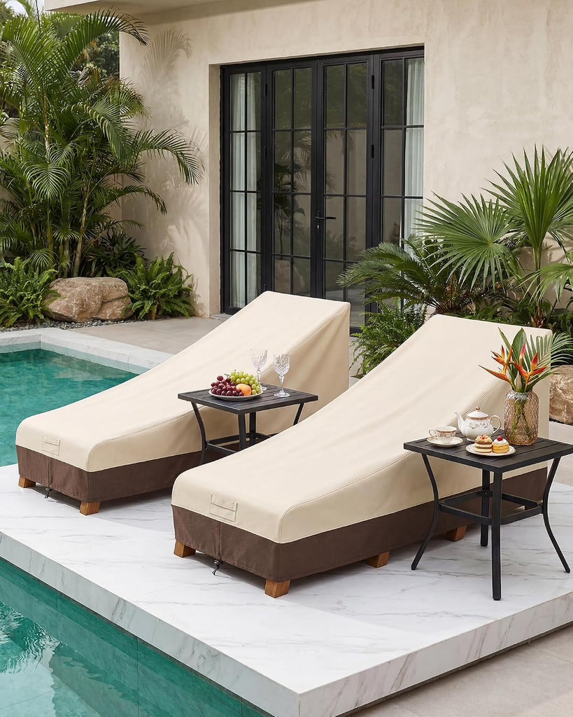 Waterproof Patio Chaise Lounge Cover, 600D Heavy Duty Outdoor Lounge Chair Covers,UV Resistant Patio Furniture