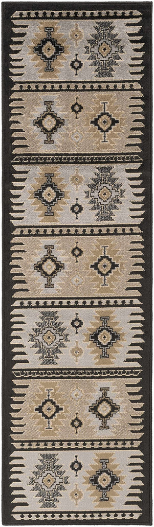 Foxburg Hallway, Kitchen Runner Rug - Geometric Diamond Medallion Border Striped - Southwestern Tribal Aztec Navajo