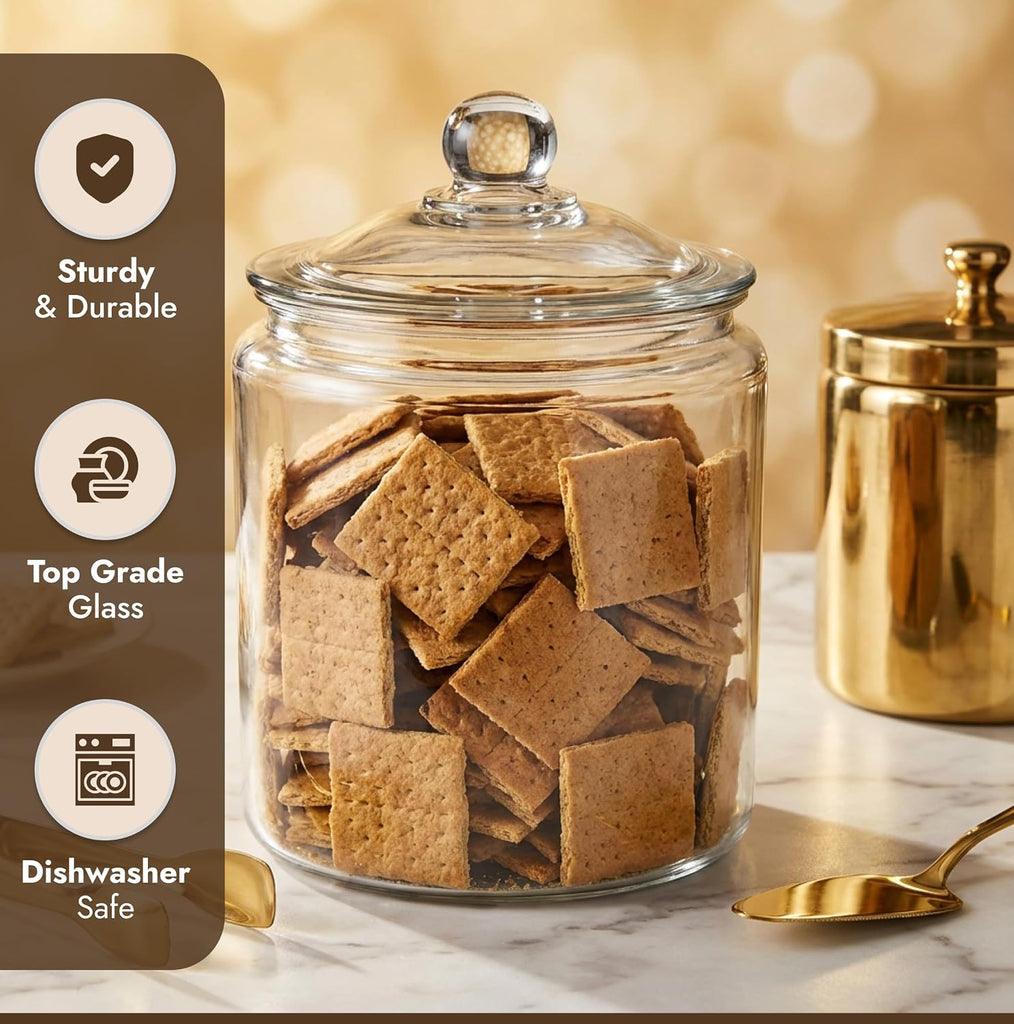 1 Gallon Glass Cookie Jar with Lid & Candy Jar | Glass Jars