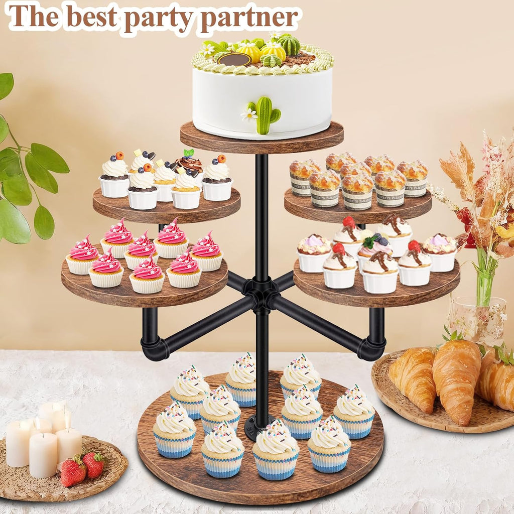 Cupcake Stand for 50 Cupcakes, 3 Tier Large Wooden Cupcake Tower - Set of 50