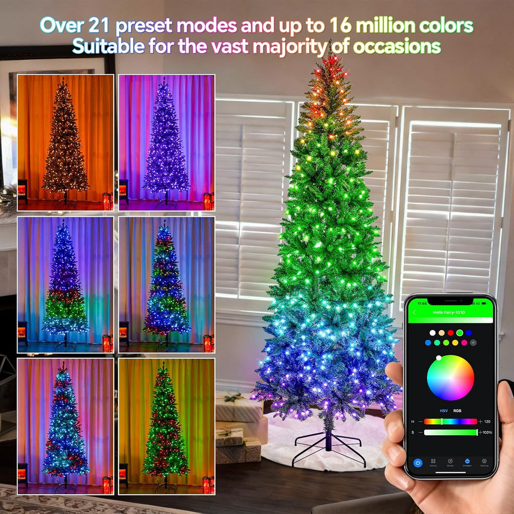 9 FT 550 LED Lights Smart Prelit Pencil Christmas Tree
