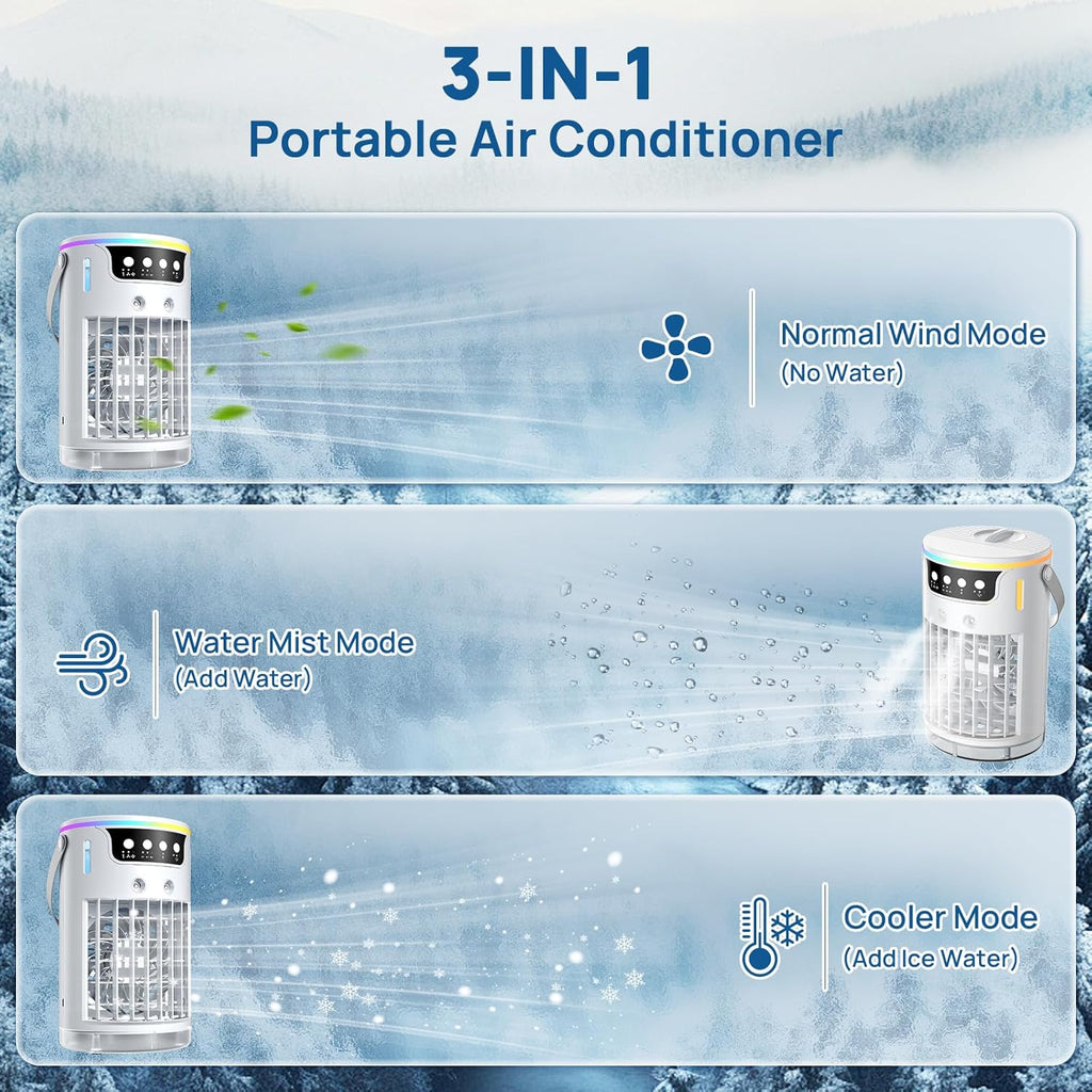 Portable Air Conditioners, Personal Evaporative Air Cooler 1200ML with Ice Cooling Mist Fans That Blow Cold Air Like