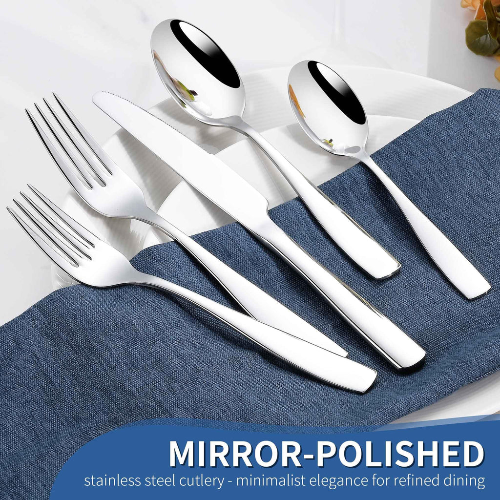 65 Piece Flatware Set for 12, 18/10 Stainless Steel Silverware Set Heavy