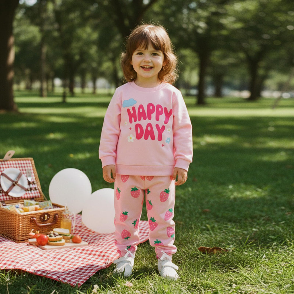 Toddler Baby Girl Fall Spring Outfit Strawberry Print Sweatshirt Top Pants Set Cute Clothes 9 12