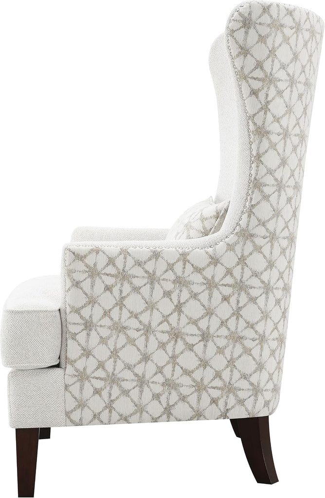 Home Furnishings - Pippin - Upholstered High Wingback Accent Chair with Brown Wood Legs, Track Arms, Removable