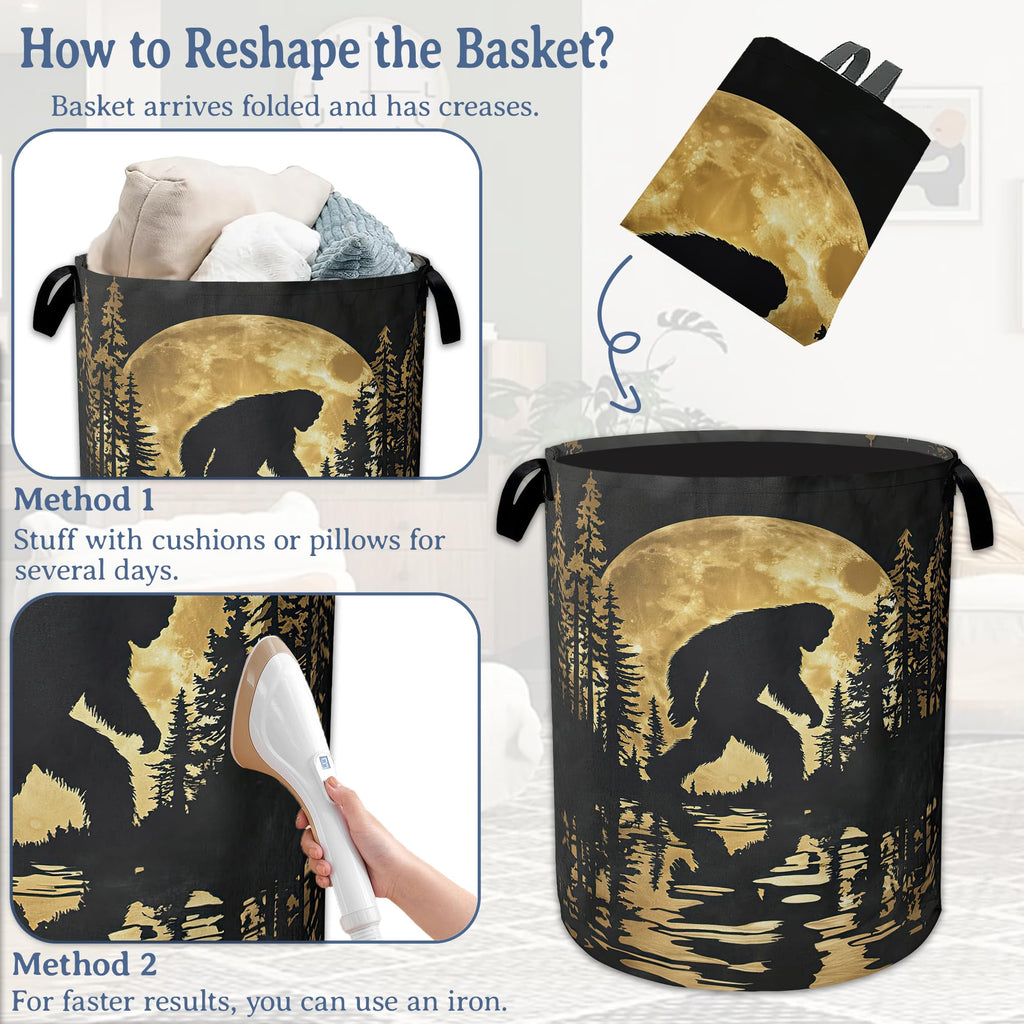 Big foot Laundry Basket,Oxford Cloth Forest Moon Laundry Hamper With Handle Foldable Portable Clothes Storage Basket