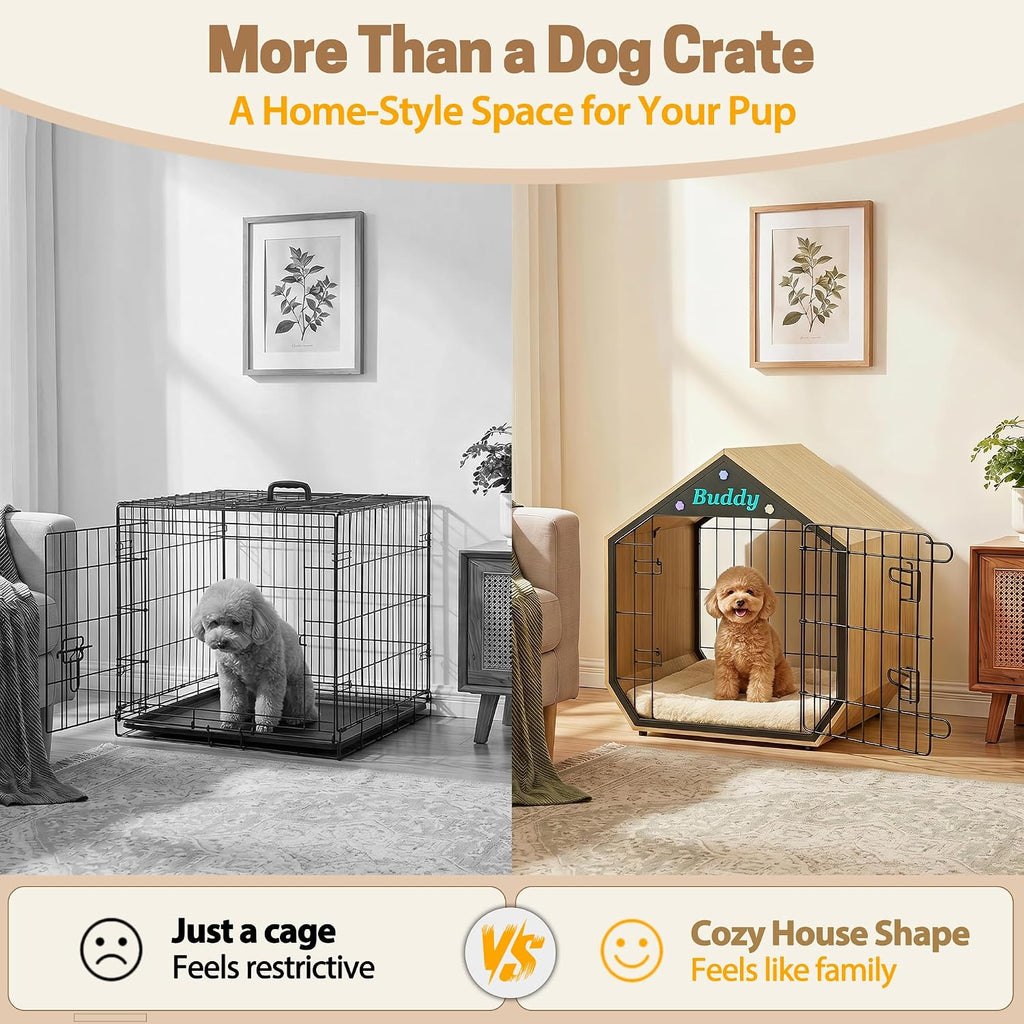 25.5" Dog Crate Furniture, Modern Decorative Kennels Indoor