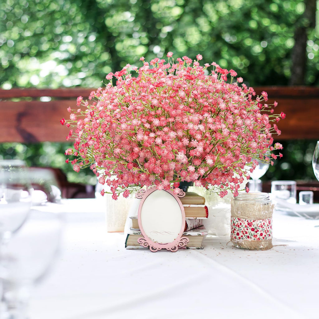 24Pcs Babys Breath Artificial Flowers Bulk, Pink