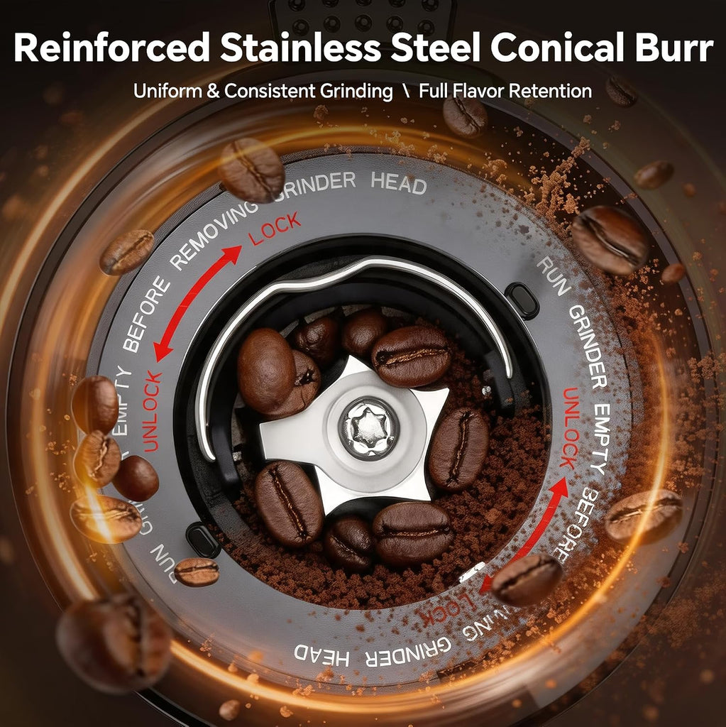 Conical Burr Coffee Grinder, 51 Precise Grind Settings Automatic Coffee Grinder, Smart Dual Control LED Display, 1-12