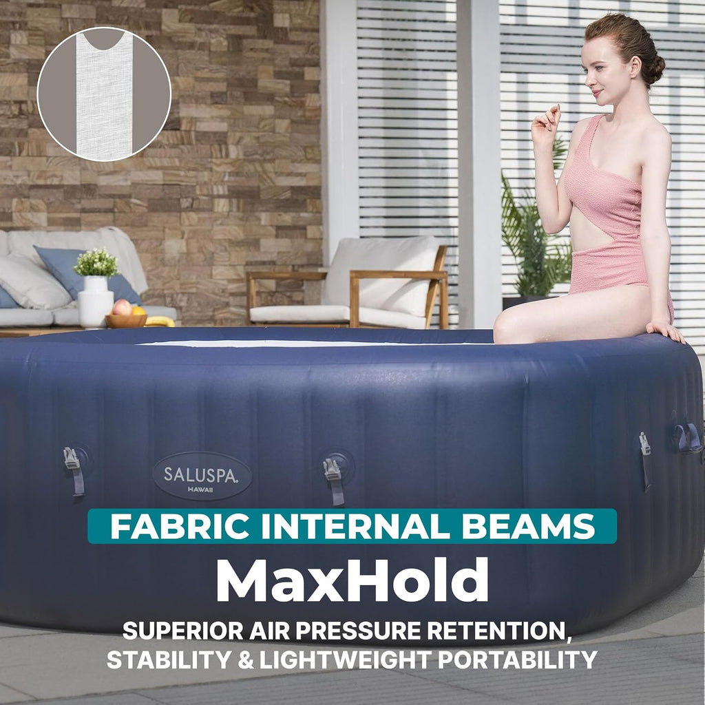 SaluSpa Hawaii AirJet 4-6 Person Inflatable Hot Tub w/EnergySense Cover & App Control, 71"x28" Bundled w/SaluSpa