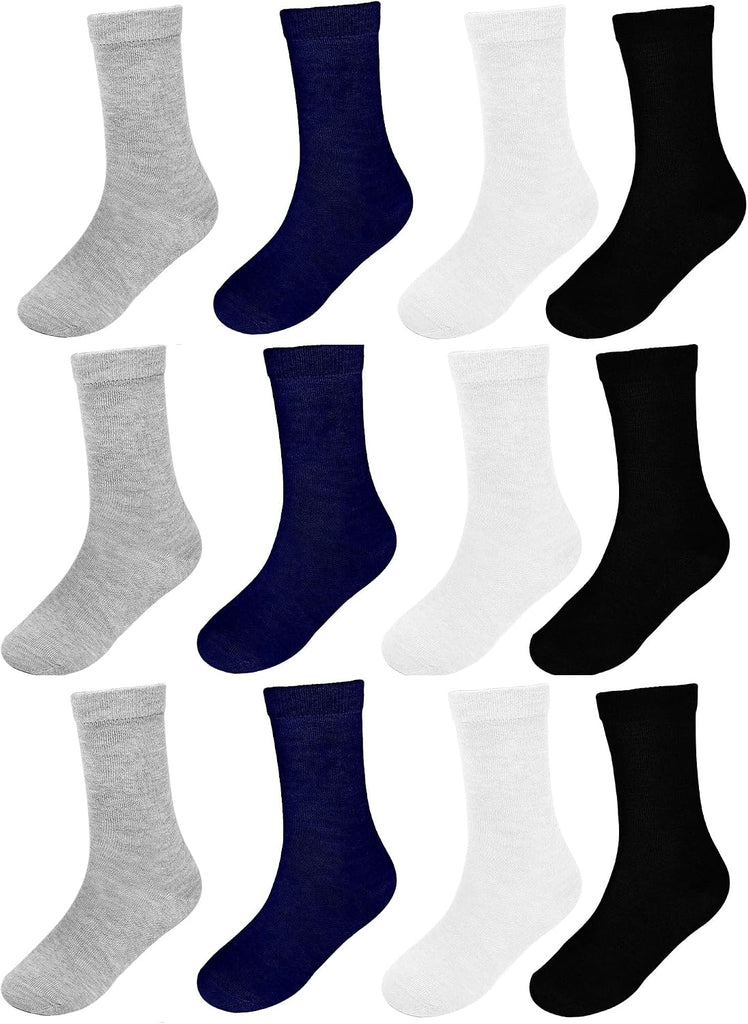 Pack Boy Toddler Kids Cotton Crew Socks, Casual Athletic Dress Socks