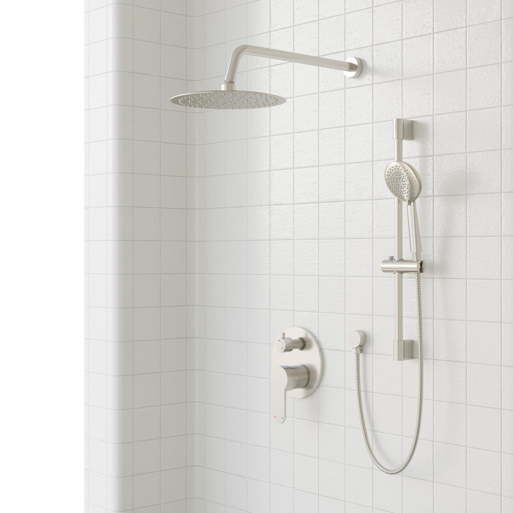 Shower System, Slide Bar Shower Faucet Set, 12", Brushed Nickel