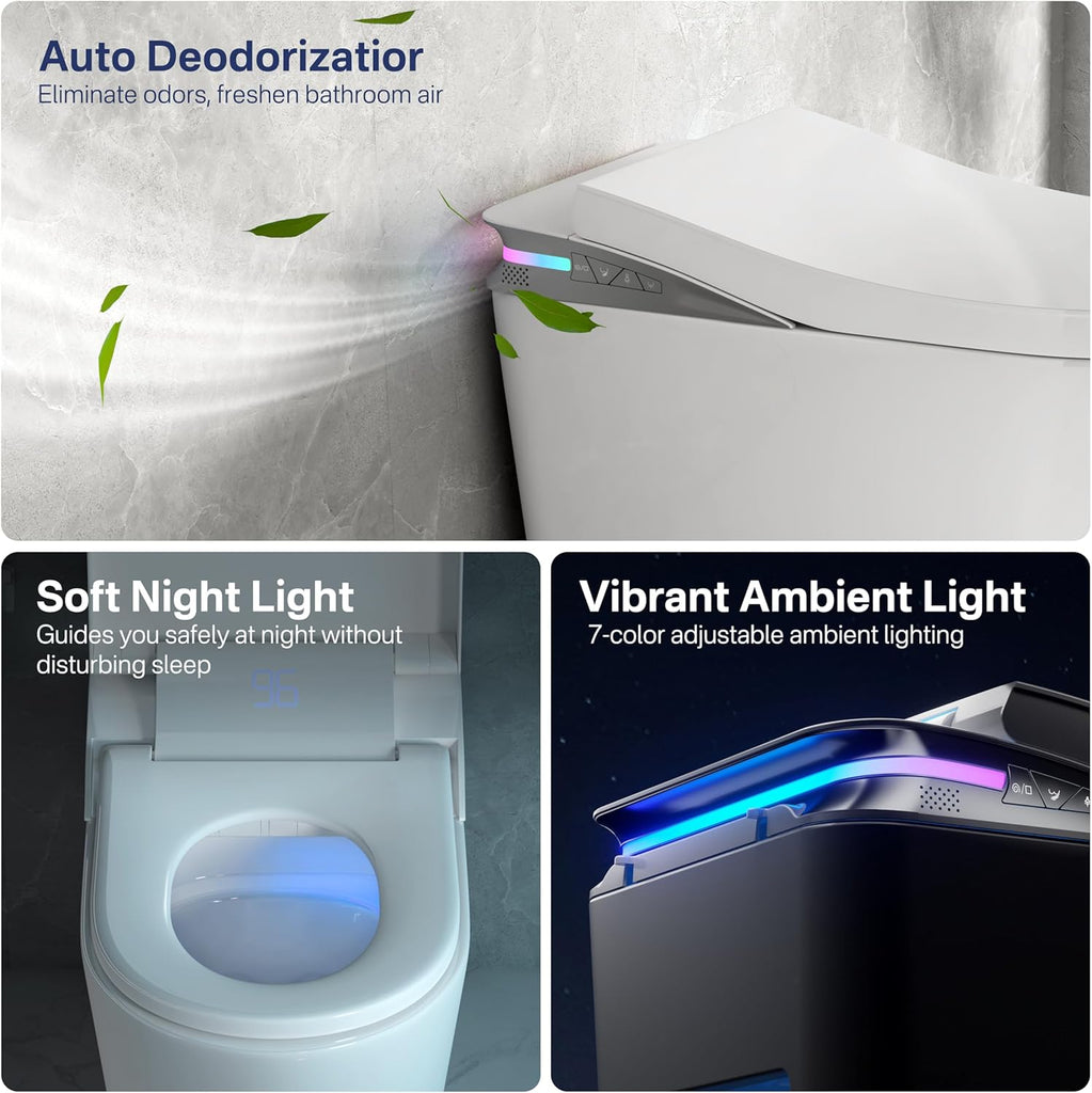Eridanus One Piece Smart Toilet with Bidet Built in, Electric Bidets with Warm Water Sprayer and Air Dryer
