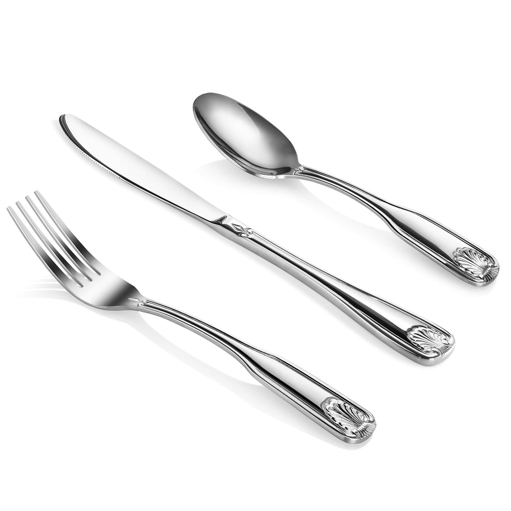 Shell Pattern Stainless Steel Flatware, 36-Piece