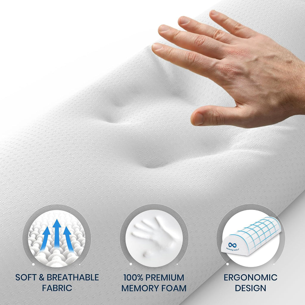 Under Knee Pillow for Back Sleeping - Memory Foam Half Moon Leg Bolster Pillow for Back Pain, Thoracic Support