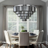16Lights Smoke Crystal Chandelier Modern Chandeliers Lighting Pendant Ceiling Light Fixture 5-Tier for Dining Room Living Room Bedroom, Chrome Finished W31.5'' A107-B07QGZMLKN