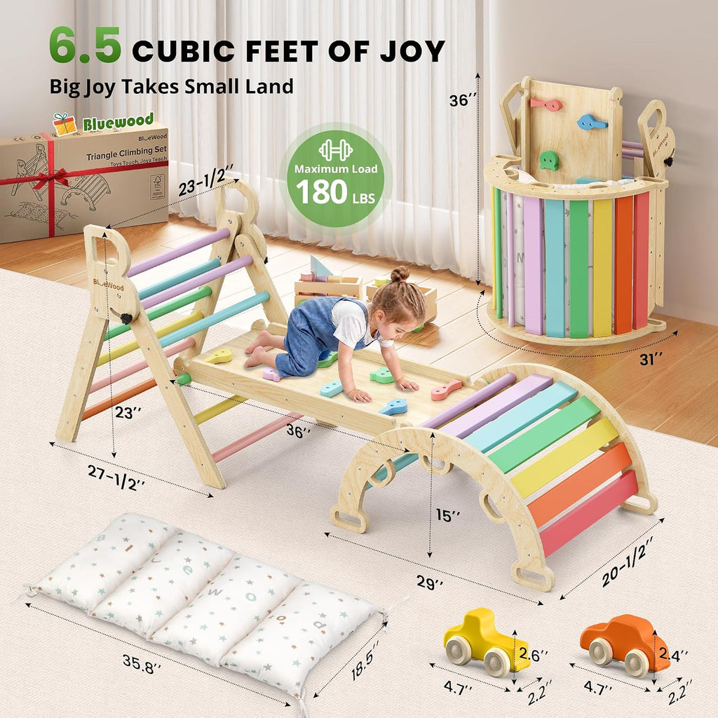 Triangle Set with Cushion, Wooden Climbing Toys for Toddler