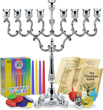 Hanukkah Candles Dreidels, Chanukah Guide Complete Set - Metal, Standard Version