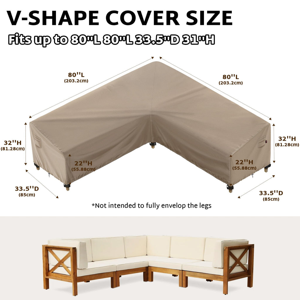 Outdoor Sectional Cover fit 80 x 80 inch L-Shaped Couch Sofa