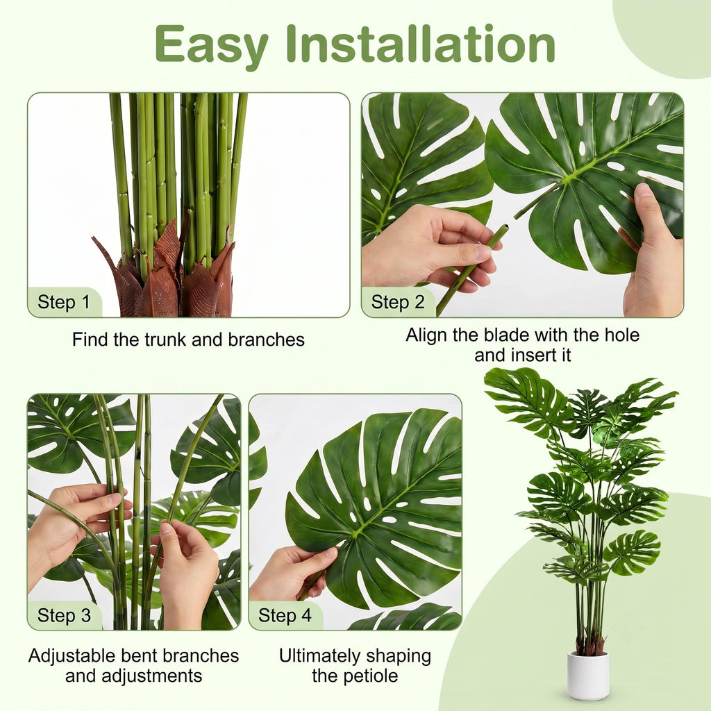 Artificial Monstera Deliciosa Plant 5.2 ft Tall Fake Floor Plants, 2 Pack