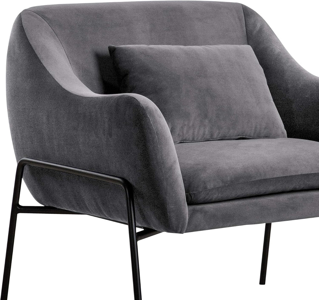 Karen Modern Velvet Upholstery Accent Chair, 44.1" W, Grey