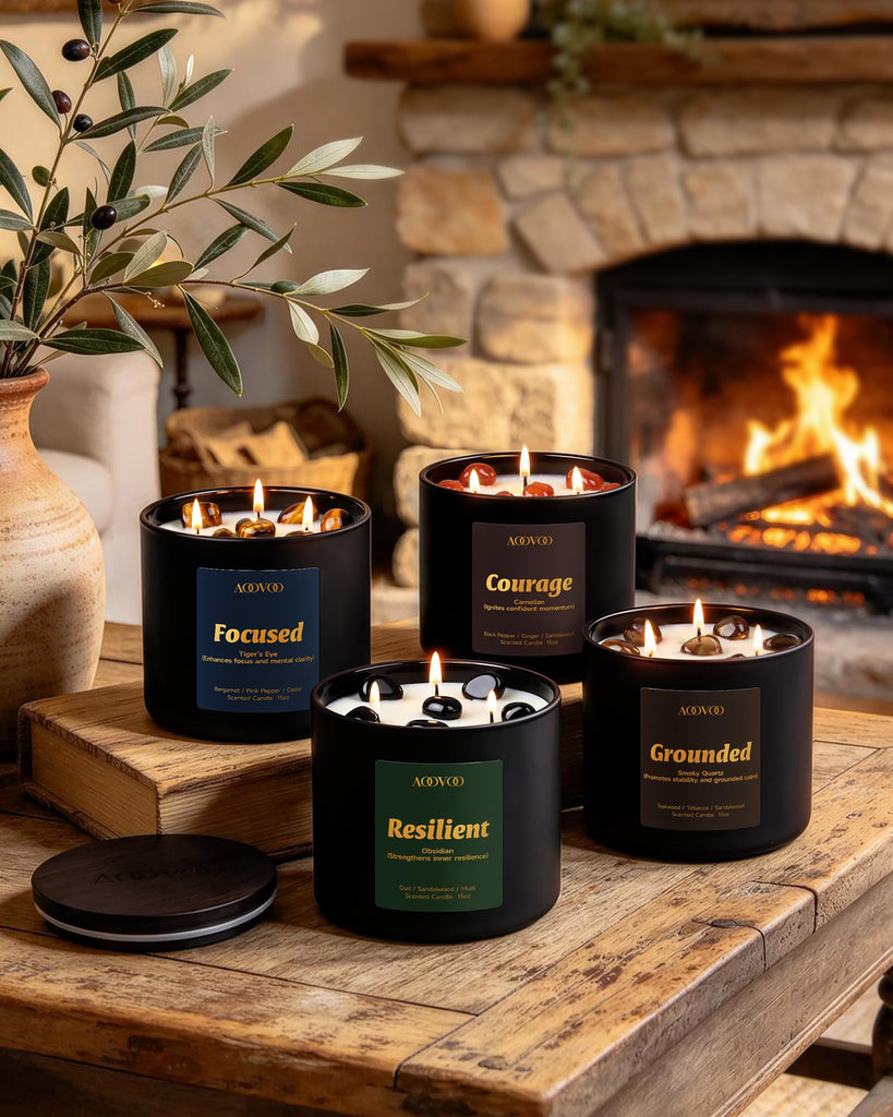 3-Wick Scented Candles, Resilient (Obsidian) 15 oz Soy Wax