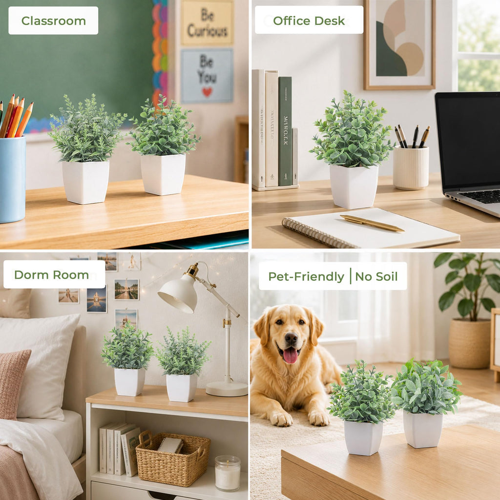 4 Pack 7" Mini Fake Plants, Artificial Plants Decor