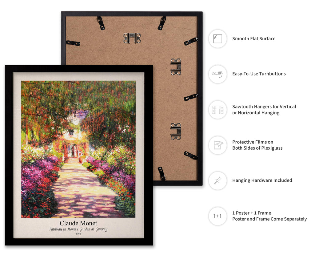 Art Vintage Claude Monet Poster - Retro Pathway in Monet's Garden at Giverny Print - Fine Art - Classic Painting