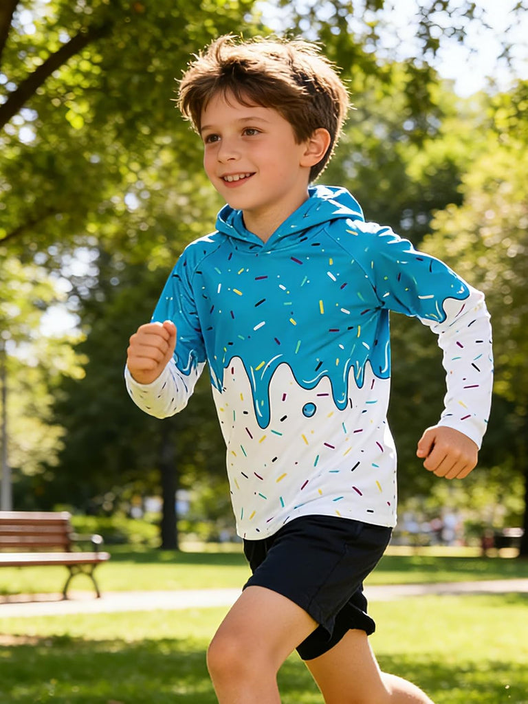 Boy Fishing Shirt UPF 50+ Long Sleeve Hooded Rash Guard