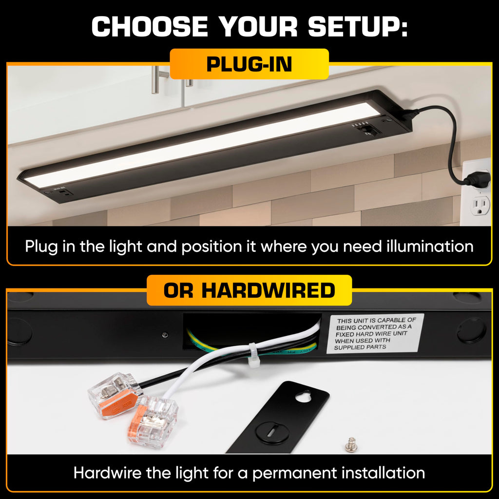 LED Under Cabinet Lighting Hardwired - Swivel Lens - 32 Inch Black