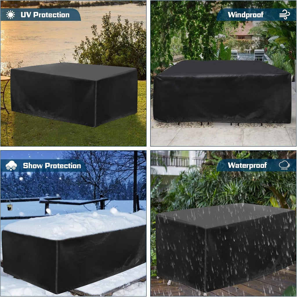 Outdoor Patio Furniture Covers,96" L x 64" W x 40" H,Black,Rectangle | Heavy Duty 600D Oxford Fabric,Outdoor Table