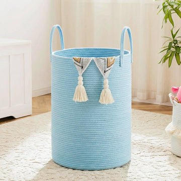 Basket,Woven Cotton Rope Laundry Hamper,80L for Decor Storage of Dirty Clothes,Toys and Blankets ,Baby Room and
