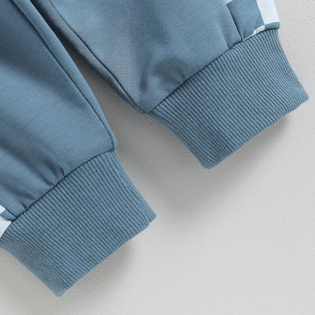 Toddler Baby Boy Fall Winter Outfit Contrast Color Long Sleeve Sweatshirts Stretch Jogger Pants Newborn Clothes Set