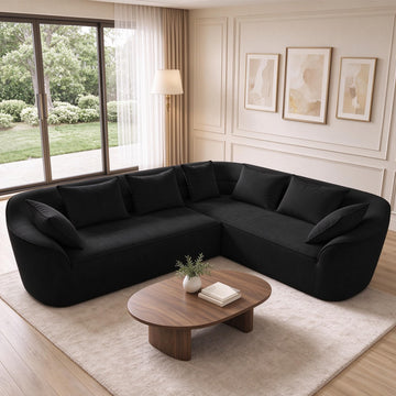 111" Modern Curved Sectional, Oversized Modular Couch, Black