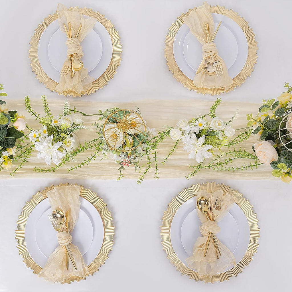 LIYH Gold Charger Plates 13 Inch, Dinner Chargers For Party Events - Set of 24