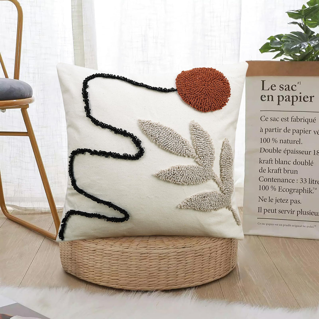 Abstract Boho Pillow Covers Tufted Mid Century Modern Throw Pillows Minimalism Aesthetic Textured Pillow Cover Sun