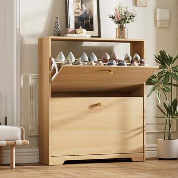 Shoe Storage Cabinet with 2 Flip Drawers, Slim Shoe Cabinet, Hidden Shoe Rack Cabinet, Shoe Storage Cabinet, Foyer