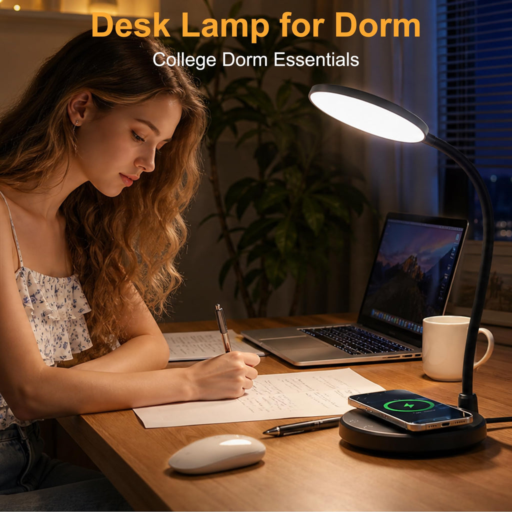Wireless Charging Desk Lamp, 800LM, CRI95+, Black