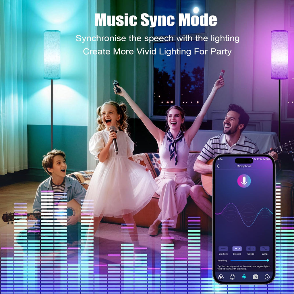 Floor Light Set of 2 - With Remote Corner LED Standing Lamp