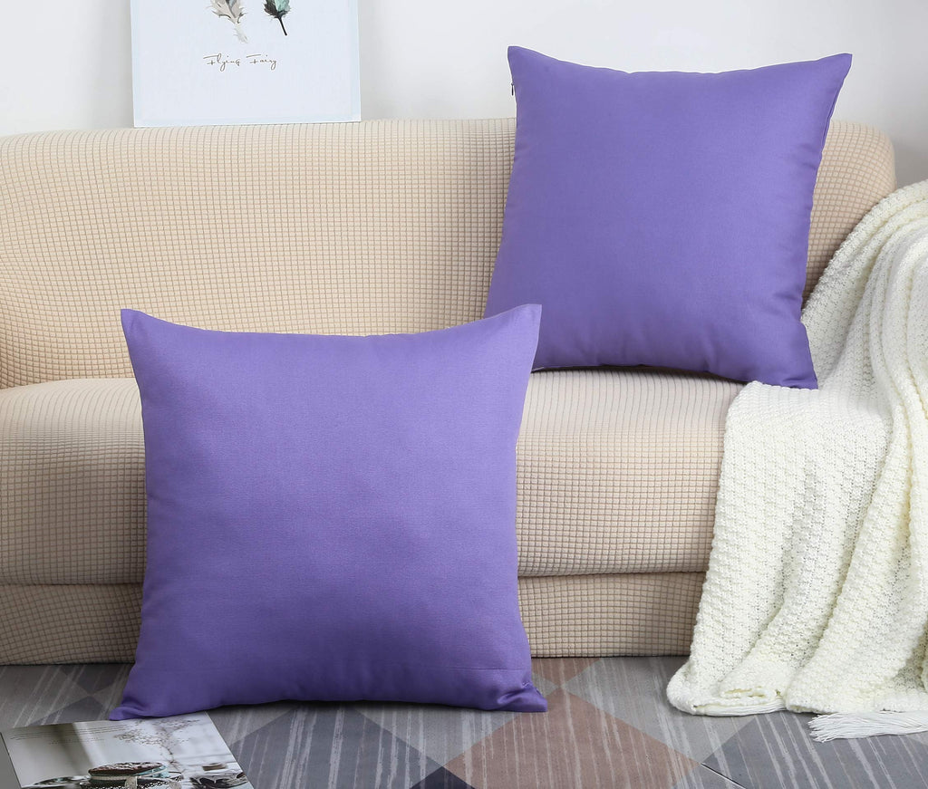 Handmade Decorative Solid 100% Cotton Canvas Throw Pillow Covers/Pillow Shams, (26"x26", Violet), 1 Count (Pack of 1)